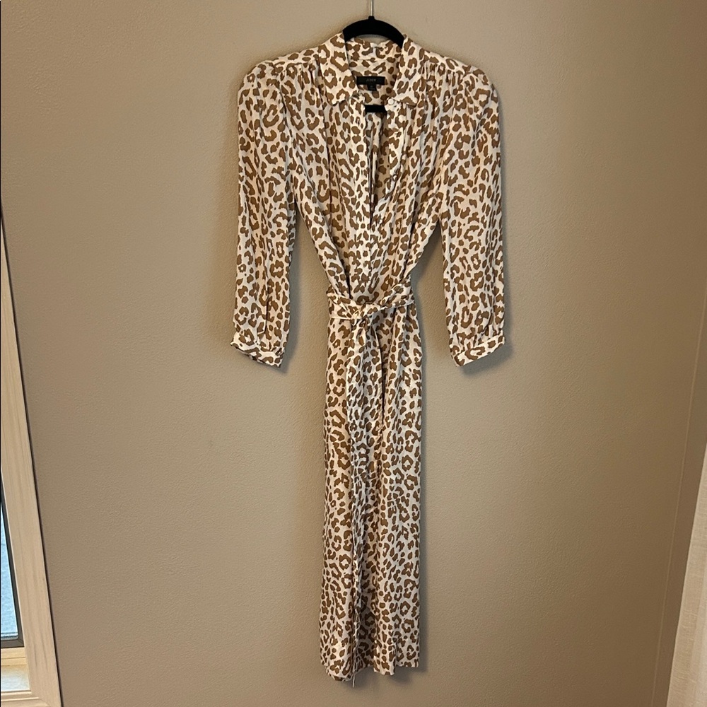 J. Crew Animal Print Long Sleeve Dress